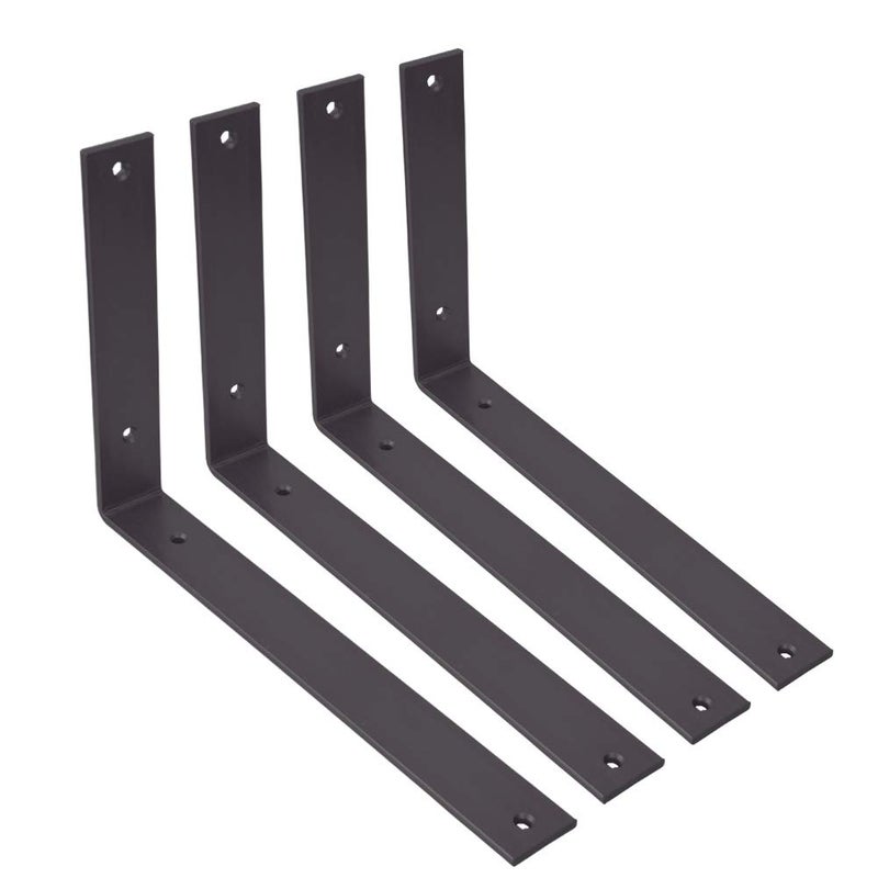 WINKER Shelf Bracket 12 Inch 12 Inchx8 Inchx1.5 Inch Heavy Duty Black Brackets for Shelves Corner L Bracket for Wall Shelves Metal Iron Shelf Brackets - Image 1